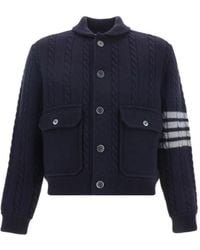 Thom Browne - Bar Stripe Cable-Knit Bomber Jacket - Lyst