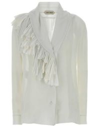 Alberta Ferretti - Ruffled Georgette Blouse - Lyst