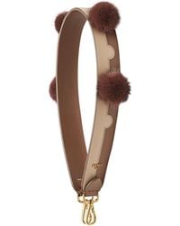Fendi - Two-Tone Leather Shoulder Strap With Pompom - Lyst