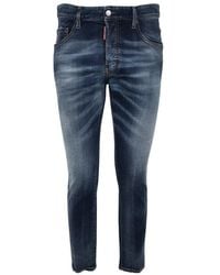 DSquared² - Distressed Logo Patch Slim-Fit Jeans - Lyst
