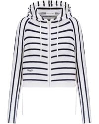 Dior - Christian Striped Zip-Up Drawstring Cardigan - Lyst