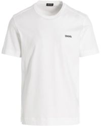 ZEGNA - Logo Embroidered Crewneck T-Shirt - Lyst