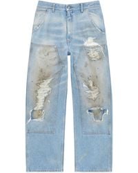MM6 by Maison Margiela - Distressed Straight-Leg Jeans - Lyst