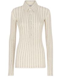The Attico - The Embellished Long-Sleeved Polo Shirt - Lyst