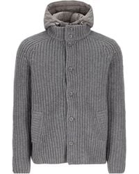 Herno - Detachable Hood Knitted Jacket - Lyst
