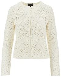 Emporio Armani - Crewneck Button-Up Jacket - Lyst