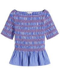 Tommy Hilfiger - Smock Stripe Ruffle Boat Neck Top - Lyst