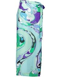 PUCCI - Pucci Graphic Printed Tie Fastened Midi Skirt - Lyst