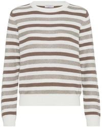 Brunello Cucinelli - Cotton Stripe Sweater - Lyst