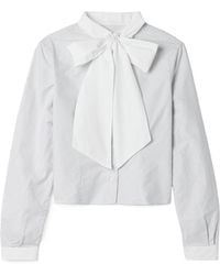 Thom Browne - Cropped Poplin-Trimmed Striped Cotton Oxford Shirt - Lyst