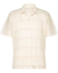 Homme Plissé Issey Miyake - Homme Plissé Issey Miyake Lace Grid Pleats Straight Hem Shirt - Lyst