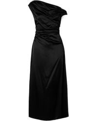 STAUD - Draped Silk-Blend Midi Dress - Lyst