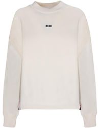 MSGM - Logo Embroidered Crewneck Sweatshirt - Lyst