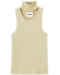 Jil Sander - Cut-Out Detailed High-Neck Knitted Vest - Lyst