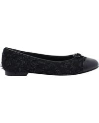 Tory Burch - Bow Detailed Cap-Toe Ballet Flats - Lyst