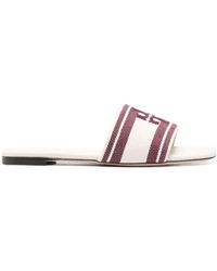 Tory Burch - Logo Embroidered Slip-On Slides - Lyst