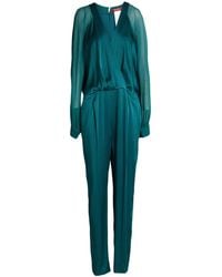 Max Mara - Solid-Color Satin Chiffon Jumpsuit - Lyst