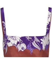 Valentino - Floral Cropped Silk Top - Lyst