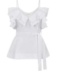 P.A.R.O.S.H. - Canyox Ruffled Belted Top - Lyst