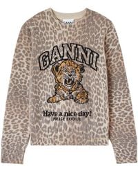Ganni - Graphic Tiger Knitted Sweater - Lyst