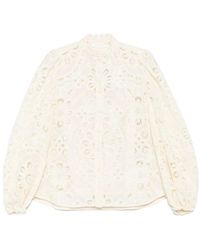 Zimmermann - Openwork Stand-Up Collar Shirt - Lyst