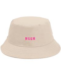 MSGM - Logo Embroidered Bucket Hat - Lyst