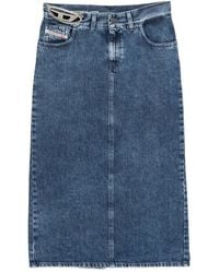 DIESEL - De-Skye-S1 Denim Midi Skirt - Lyst