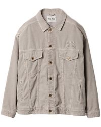 Miu Miu Garment-dyed Velvet Blouson Jacket in Natural | Lyst
