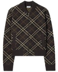Burberry - Checked Zip-Up Bomber Jacket - Lyst
