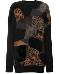 Junya Watanabe - Wool Patchwork Oversized Knit Sweater - Lyst
