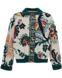 Sacai - Floral Jacquard Knitted Jacket - Lyst