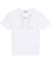 Blumarine - Rhinestone Bow Cut-Out T-Shirt - Lyst