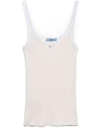 Prada - Ribbed Cotton Top - Lyst