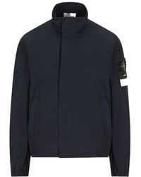 Stone Island - Logo Patch High Neck Jacket - Lyst