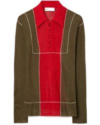 Tory Burch - Colour-Block Wool Polo Shirt - Lyst