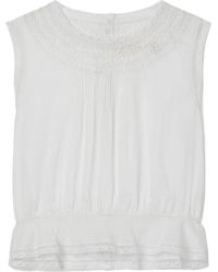 Doen - Lilibet Lace-Trimmed Pintucked Organic Cotton-Voile Top - Lyst