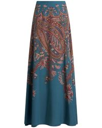 Etro - Silk Maxi Skirt With Placed Print - Lyst