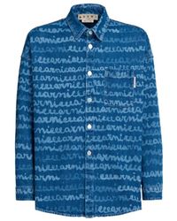 Marni - Logo Printed Buttoned Denim Shirt - Lyst
