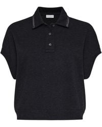 Brunello Cucinelli - Monili Chain Detailed Buttoned Polo Top - Lyst