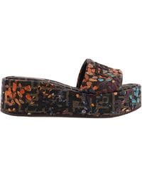 Fendi - Logo Embroidered Printed Platform Sandals - Lyst
