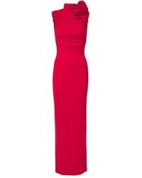 Magda Butrym - Floral-Applique Ruched Jersey Gown - Lyst