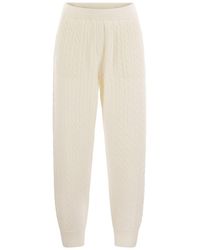 Brunello Cucinelli - Cable-Knit Straight Leg Trousers - Lyst