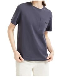 Brunello Cucinelli - Cotton Jersey T-Shirt With Shiny Tab - Lyst