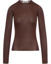 Miu Miu - Silk V-Neck Sweater - Lyst