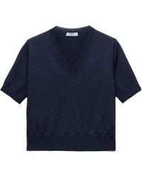 Prada - V-Neck Knitted Top - Lyst