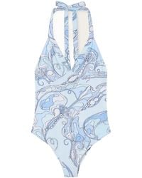 PUCCI - Pucci Printed Halterneck Swimsuit - Lyst