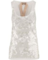N°21 - Round-Necked Sequined Vest - Lyst