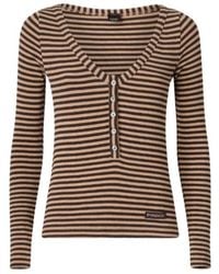 Pinko - Striped Ribbed-Knit T-Shirt - Lyst