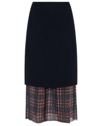 Dries Van Noten - High Waist Check Insert Midi Skirt - Lyst