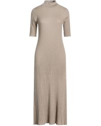 Brunello Cucinelli - Taupe Midi Dress Cashmere, Silk, Polyamide, Polyester - Lyst